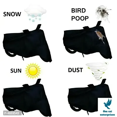 Essential Black Polyester Dust And Waterproof Bike Body Cover For Honda CB Shine-thumb2