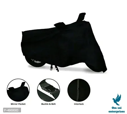 Essential Black Polyester Dust And Waterproof Bike Body Cover For Yamaha Fascino 125 Fi