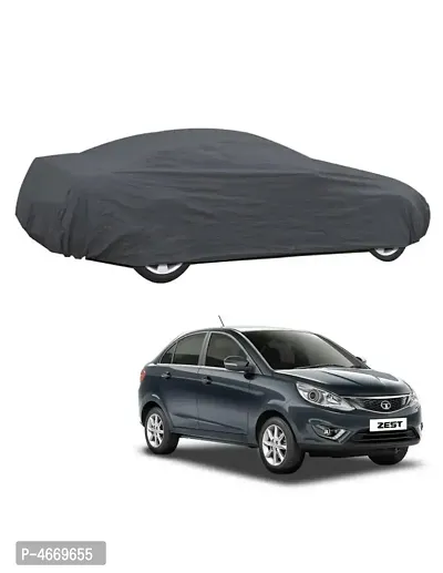 Essential Grey Polyester Dust And Waterproof Car Body Cover For TATA Motors Zest-thumb0