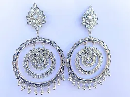 Rinika Enterprises? Silver Oxidized Mirror Work Double Round Earring for Women  Girls-thumb1