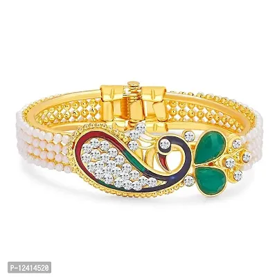 Molika Pearl Gold Plated American Diamond Bracelet for Women & Girl's ( Multicolored )-thumb2