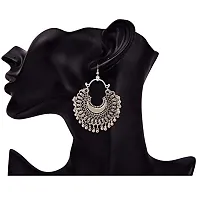 Molika Silver Plated Oxidised Afghani Tribal Fancy Stylish Earrings for Girls and Women-thumb1