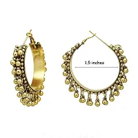 Total Fashion German Silver Afghani Ghungroo Style Small Hoop Earrings For Girls And Women-thumb1