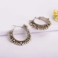 Total Fashion German Silver Afghani Ghungroo Style Small Hoop Earrings For Girls And Women-thumb4