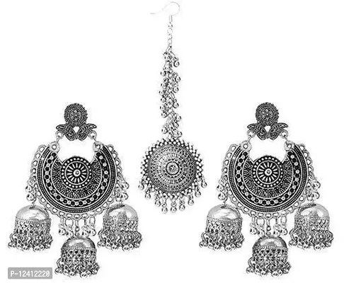 Molika creation White Metal Brass Ethnic Jhumki Earrings for Women