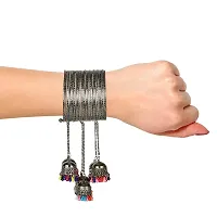 Total Fashion Metal Charms Cuff Kada Bracelet for Girls & Women (Grey)-thumb1