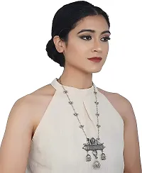 Molika Oxidised Silver Designer Jewellery Banjara Style Choker Necklace Set with Earring for Women & Girls, Grey-thumb2