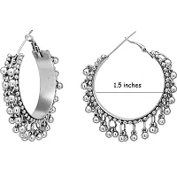 Total Fashion German Silver Afghani Ghungroo Style Small Hoop Earrings For Girls And Women-thumb2