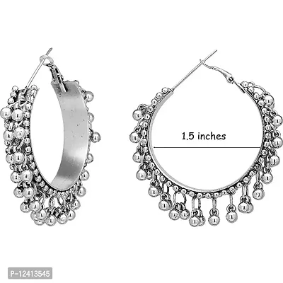 Total Fashion German Silver Afghani Ghungroo Style Small Hoop Earrings For Girls And Women-thumb3