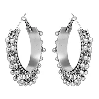 Total Fashion German Silver Afghani Ghungroo Style Small Hoop Earrings For Girls And Women-thumb3