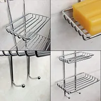 Wall Mounted Double Layer Soap Dish Holder Stainless Steel Wall Hanging Soap Storage Rack For Bathroom Pack Of 2-thumb2