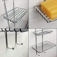 Wall Mounted Double Layer Soap Dish Holder Stainless Steel Wall Hanging Soap Storage Rack For Bathroom Pack Of 2-thumb1