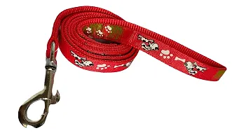 Dog Collar and Leash Set Puppy Printed, Adjustable Nylon Collar with Leash for Small Dogs, Color-Full Collar Leash Set with Bell for Puppies, Dog  Cat 10 MM (Red)-thumb1