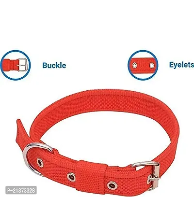 Dog Neck Collar Belts and Leash Set (Red Color, Waterproof, Medium, Nylon, Leash Size 1.5M-2M)-thumb2