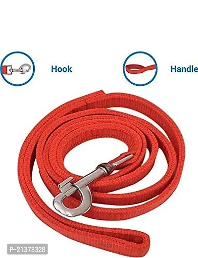 Dog Neck Collar Belts and Leash Set (Red Color, Waterproof, Medium, Nylon, Leash Size 1.5M-2M)-thumb3