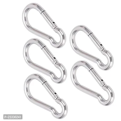 Stainless Steel Spring Snap Hook Carabiner/Hook Swing Connector/Heavy Duty Multipurpose (Silver) - Pack of 5pc