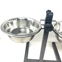 Adjustable Elevated Pet Feeder Raised Dog Food Bowl, Water Bowls, Dog Feeding Station H-Base Double Bowl Stand Two Stainless Steel Removable Bowls (Pack of 2 Bowl Single Stand 1600 ML)-thumb1