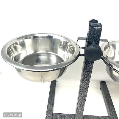 Adjustable Elevated Pet Feeder Raised Dog Food Bowl, Water Bowls, Dog Feeding Station H-Base Double Bowl Stand Two Stainless Steel Removable Bowls (Pack of 2 Bowl Single Stand 1600 ML)-thumb2