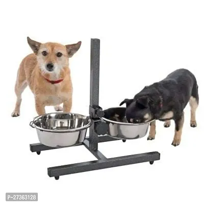 Adjustable Elevated Pet Feeder Raised Dog Food Bowl, Water Bowls, Dog Feeding Station H-Base Double Bowl Stand Two Stainless Steel Removable Bowls (Pack of 2 Bowl Single Stand 1600 ML)-thumb3