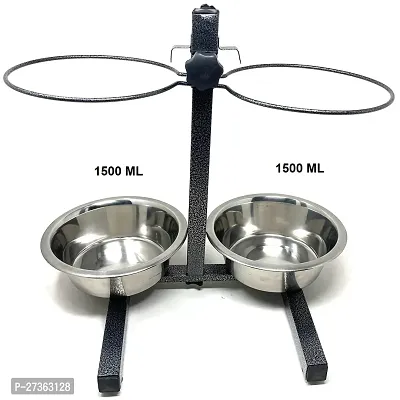 Adjustable Elevated Pet Feeder Raised Dog Food Bowl, Water Bowls, Dog Feeding Station H-Base Double Bowl Stand Two Stainless Steel Removable Bowls (Pack of 2 Bowl Single Stand 1600 ML)-thumb4