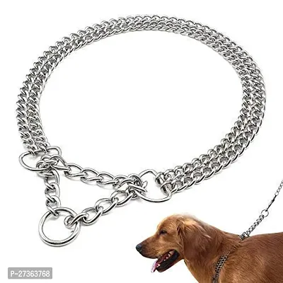 Heavy Duty Chrome Metal 2 Layer Dog Choke Chain - 24 INCH Collar, 1 Piece