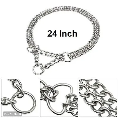 Heavy Duty Chrome Metal 2 Layer Dog Choke Chain - 24 INCH Collar, 1 Piece-thumb3