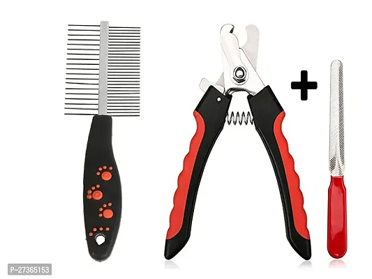 Dog Double sided Comb paw printed and Nail cutter with filler, for small medium and large dog