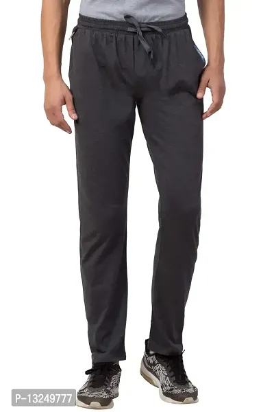 Corsair Men's Super Cotton Regular Fit Plain Track Pants with Pockets (Black, Grey, Navy)