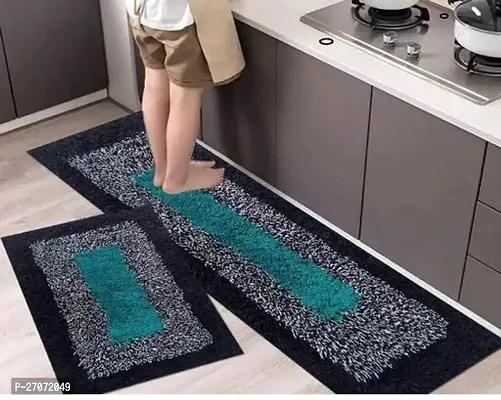 Home Decor Anti-Skid Look Soft Washable Multicolor Purpose Mat Kitchen Combo Mat pack of 2-thumb0