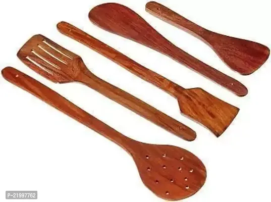 Premium Quality Wood Cooking Spoons Pack Of 5-thumb0