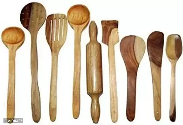 Premium Quality Wood Cooking Spoons Pack Of 9