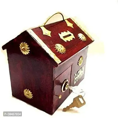 Hut Shape Money Bank with Beautiful Design and Natural Finish