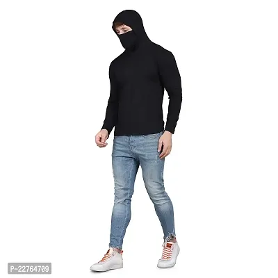 Men's Cotton Full Sleeves Neck Mask T-Shirt (36, 38,40, 42) Grey