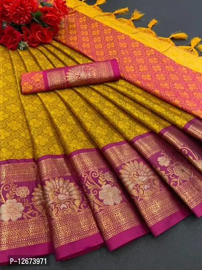 Classic Poly Silk Jacquard Saree with Blouse piece-thumb0