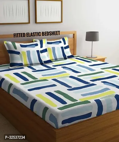 Classy Double Bed Fitted Bedsheet with Matching Pillow Cover-thumb3