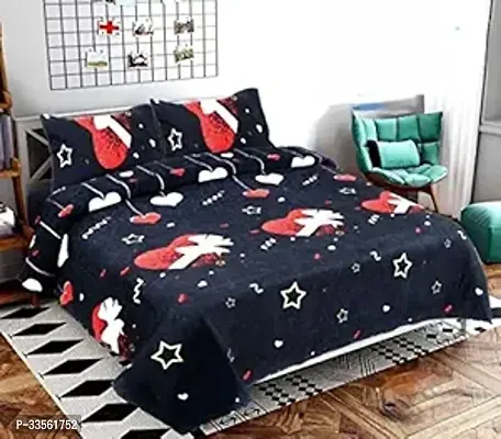 Classy Cotton Blend Printed Double Bed Flat Bedsheet With Matching Pillow Cover