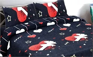 Classy Cotton Blend Printed Double Bed Flat Bedsheet With Matching Pillow Cover-thumb2