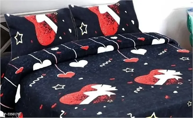 Classy Cotton Blend Printed Double Bed Flat Bedsheet With Matching Pillow Cover-thumb3