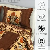 Classy Fleece Printed Double Bed Flat King Bedsheet With Matching Pillow Cover-thumb2