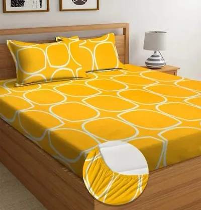 Comfortable Cotton Double Bed Fitted Bedsheet with Matching Pillow Cover