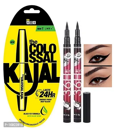 colossal black kajal pack of 1 with 36h  black eyeliner pack f 2-thumb0
