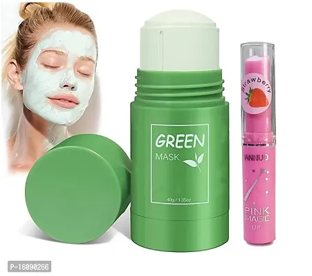 Green Tea Mask Stick For Blackhead Remove Pack Of 1 With Pink Magic Pack Of 1-thumb0