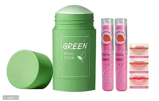 Green Tea Mask Stick For Blackhead Remove Pack Of 1 With Pink Magic Pack Of 2-thumb0