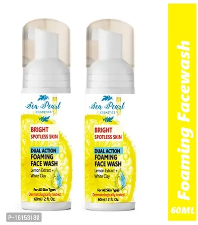 Sea Pearl  Whitening Blush  Glow Lemon Foaming Facewash with Vitamin C Face Wash -60ml Pack Of 2-thumb0