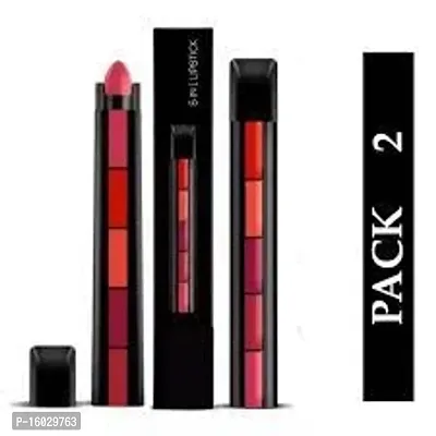 5-in-1 Lipstick  Five Shades In One Long Lasting, Matte Finish Pack Of 2