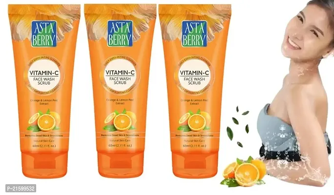 Astaberry Vitamin C Face Wash Scrub for Glowing Skin- Pack of 3-thumb0