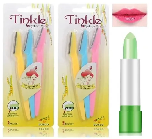 Tinkle Eyebrow Razor Pack Of 2 With Aloe Vera Lip Balm Pack Of 1