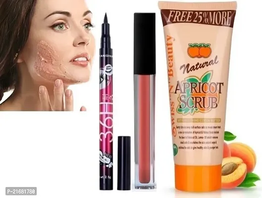 36h Black Eyeliner With Nude Matte Lipstick  Apricot Scrub