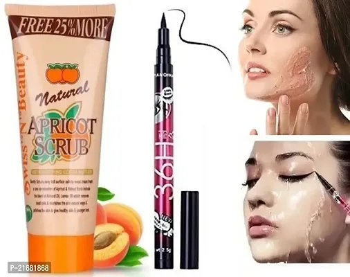 Natural Apricot Scrub With 36H Black Eyeliner Pack Of 1-thumb0