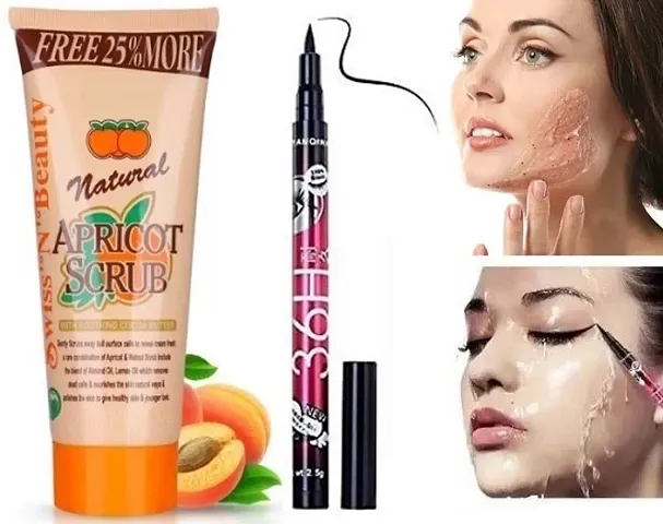 Natural Apricot Scrub With 36H Black Eyeliner Pack Of 1